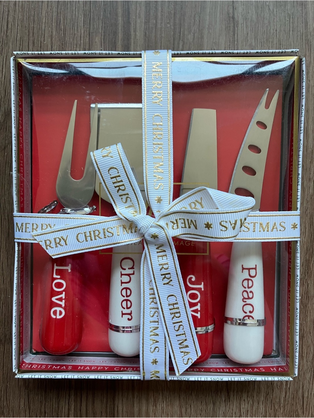 Holidays by Ciroa Cheese Knife Gift Set with White & Gold Ribbon